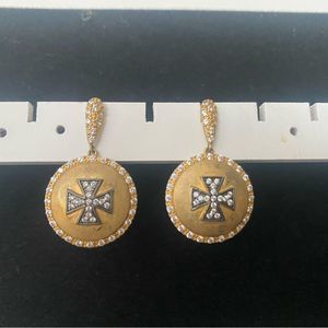 Judith Ripka gold cross earrings